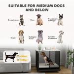Hundbur Hundkennel Grå av Trä och Metall för Medelstora Hundar Låsbar Bur med Kudde och Pallar 88 x 55 x 71 cm