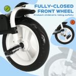 Trehjuling Barncykel Vit av Metall och Plast för Barn 1-5 År 6-i-1 med Push-Bygel och Solskydd Balanscykel 25 kg