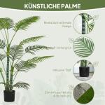 Konstgjord Palm med 16 Plastblad, UV-beständig i Plastkruka för Inomhus och Utomhus, Grön
