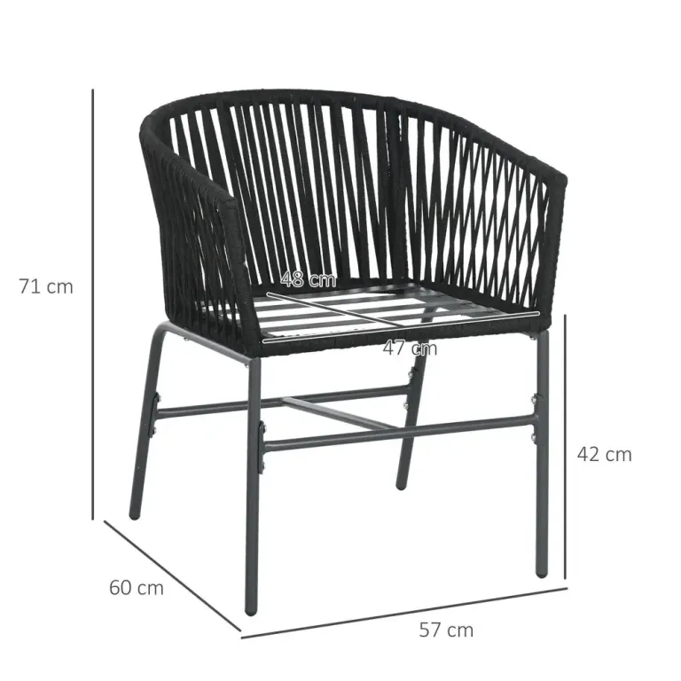 Trädgårdsstolar Uteplatsstolar Svart 57 x 60 x 71 cm