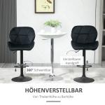 Barstolar i Konstläder 2-Pack, Snurrbara Köksstolar med Ryggstöd, Justerbar Höjd och Bekväm Sits, Svart, 51,5 x 57,5 x 93-114,5 cm