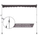 Höjdjusterbar Klämmarkis med Vev Solskydd för Balkong Monteras utan Skruvar Aluminium Grå 200 X 150 Cm