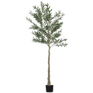 Konstgjort Olivträd med 900 Löv, 40 Oliver och Robust Blomkruka, Grön, 180 cm