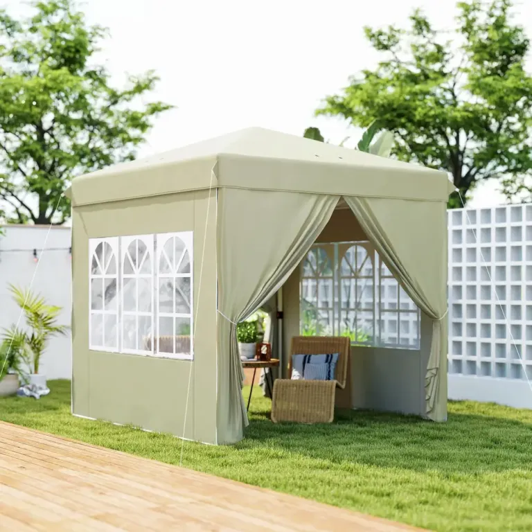 Lusthus Partytält Pop-up Paviljong Krämvit 2,5 x 2,5 m