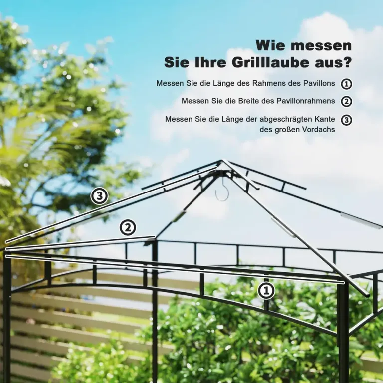 Grillpaviljong Pergola för Uteplats med Tak 3x3 m