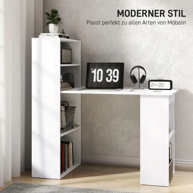 Skrivbord Datorbord Vit av Trä och Metall 120 x 55 cm