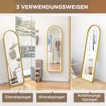 Helfigursspegel Väggspegel Guld av Glas och Aluminium för Garderob Dimbart LED Ljus med Touchknapp 47 x 146 cm