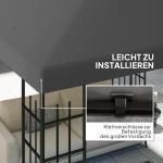 Ersättningstak Paviljongtak Vattentätt Gazebotak Mörkgrå av Oxford Tyg för Trädgård Solskydd och Reservdelar 370 g/m² 3 x 3 m