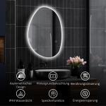 Badrumsspegel Väggspegel med Belysning Silver av Glas för Badrum Asymmetrisk LED Spegel med Anti-Dim och Minne 70 x 50 cm