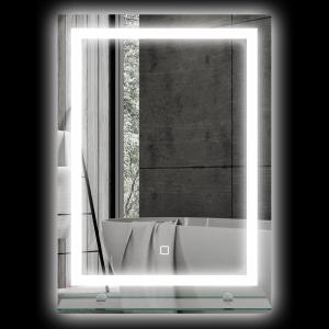 Badrumsspegel Väggspegel Silver av Glas och Aluminium för Badrum LED Belysning med Touch 50 x 70 cm