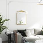 Väggspegel Badrumsspegel Guld av Metall och Glas för Vardagsrum Barockstil Dekorativ Spegel med Ram 60 x 87 cm