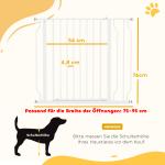 Hundgrind Stabil Vit Metall för Trappa och Dörr med Tryckmontering och Dubbel Öppning Justerbar Bredd för Hemmet 75 cm till 95 cm