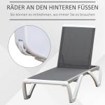 Ergonomisk Solsäng i Aluminium, Justerbar Relaxstol med Nackkudde, Bekväm Solstol i Textilene för Pool och Trädgård, Grå/Vit, 170 x 67,5 x 95 cm
