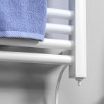 Handdukstork för Badrum, Elektrisk Handduksradiator med 16 Värmeelement, Väggmonterad Tork med Överhettningsskydd, Vit, 540 x 960 mm