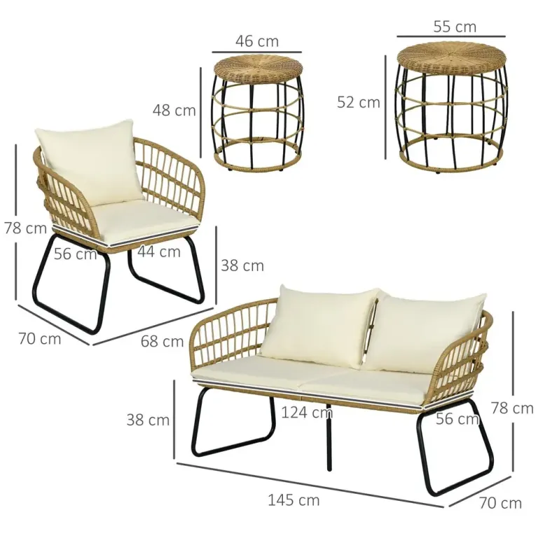 Trädgårdsmöbler Sittgrupp Beige av Rotting och Metall