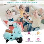 Elektrisk Motorcykel Vespa för Barn, Licensierad Leksaksmotorcykel med Stödhjul, Rolig Körupplevelse för De Minsta, Blågrön, 1,5-3 år