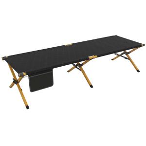 Solstol Trädgårdssäng Svart av Oxford Tyg och Metall för Trädgård och Balkong Hopfällbar Relaxsäng med Sidficka 196 x 64 x 45 cm