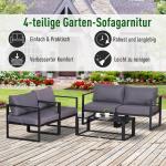 4-Delat Trädgårdsmöbelset Kombinerbart Hög Sittdyna Bord med Förvaringsutrymme Polyester Grå 138 X 69 X 63 Cm