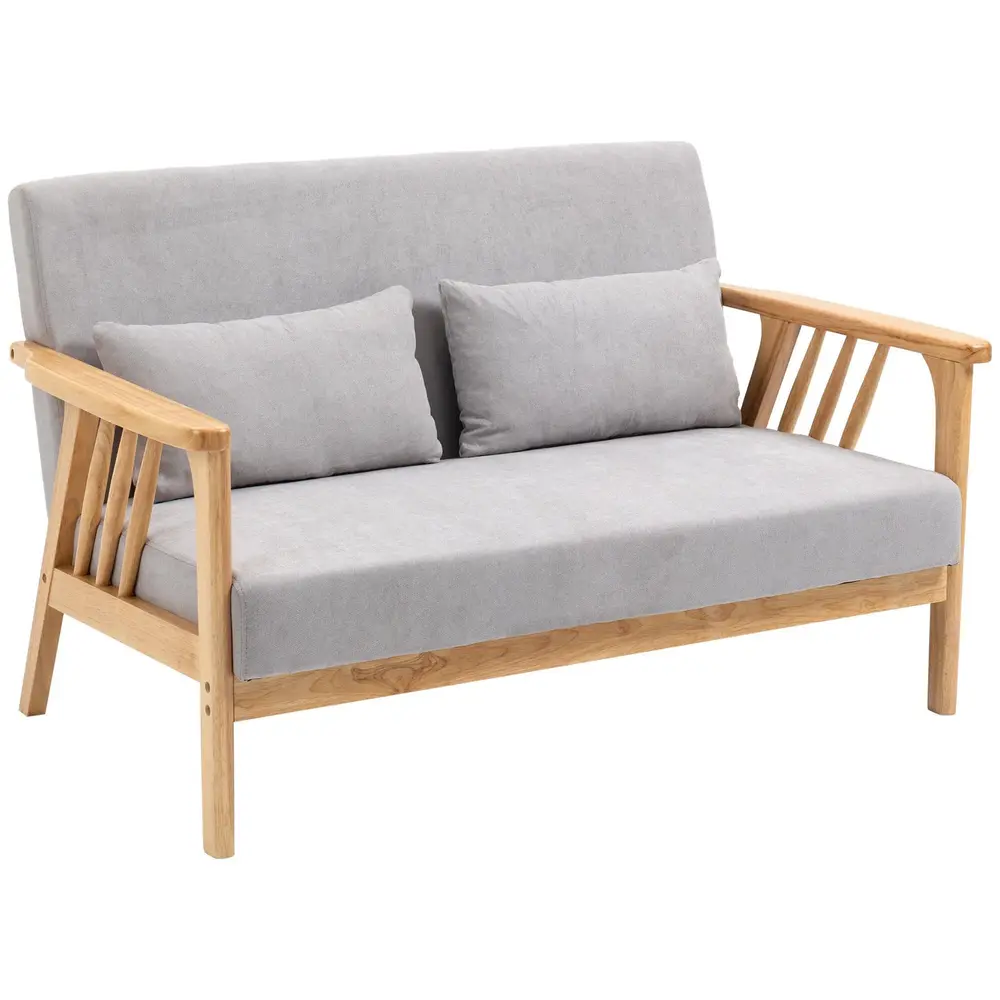 Soffa Loveseat 2-Sits Grå av Tyg 130 x 75 x 78 Cm