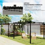 Pergola med Justerbart Tak och Magnetfäste samt UV-beständig Yta för Terrass Hållbar och Stabil Grå Metall för Uteplats 3 x 3 m 8 cm