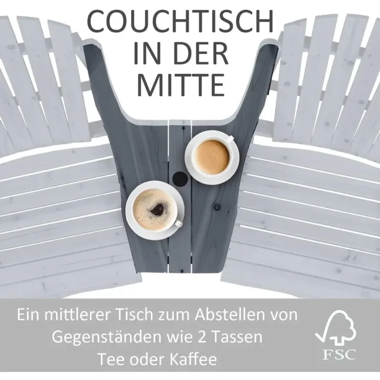 Adirondackstolar med Bord 3 Delar 170 x 87 x 92 cm