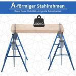 Hopfällbara Arbetsbockar 2-Pack, Justerbara Ställningsbockar i Stål, Robusta Stöd för Bygg och Renovering, Blå, 68 x 58 x 80-130 cm, 200 kg