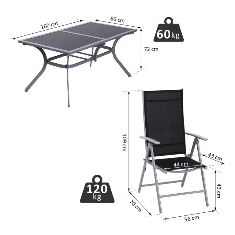 Sittset för 6 Personer Trädgårdsmöbler i Aluminium