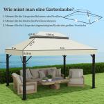 Ersättningstak Paviljongtak Vattentätt Dubbeltak Gräddvit av Polyester för Trädgård och Uteplats Solskydd UPF30+ 3 x 4 m