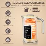 Frukostset Digital Gräddvit Rostfritt Stål för Kök Vattenkokare och Brödrost med LED-touchskärm och Smarta Funktioner Modern