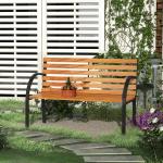Parkbänk Stål och Furuträ 2 Personer Klassisk Robust Konstruktion för Utomhusbruk Natur 122 X 60 X 83 Cm