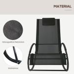 Gungstol Trädgårdsstol med Kudde Väderbeständig Stål och Textlinje upp till 120 Kg Svart 105 X 62 X 88 Cm