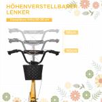 Barnsparkcykel, Höjdjusterbar, Halkfri, Stålram, Avtagbar Korg, Bromsar, Gummidäck