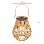Sollampa Trädgårdslampa Natur av Bambu för Trädgård och Terrass USB Uppladdningsbar med Handtag 3 Ljusa Färger IP44