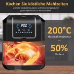 Varmluftsfritös med 8 Program, Stor Airfryer för Hälsosam Matlagning, LED-Display och Non-Stick Korg, Svart, 36,5 x 29 x 33,8 cm, 6,5 l
