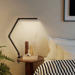 Skrivbordslampa med Klämfäste Svart Metall och Plast för Kontor LED Arbetslampa med Justerbar Arm och Ljusstyrka Ögonvänlig Belysning Modern Design