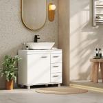 Tvättställsskåp Underskåp Vit MDF för Badrum Förvaring med 3 Lådor och Hyllor Modern Design Fukttålig