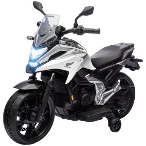 Honda Elmotorcykel för Barn med Musik och Ljus, upp till 30 kg, 3–6 År, Vit, 3 km/h