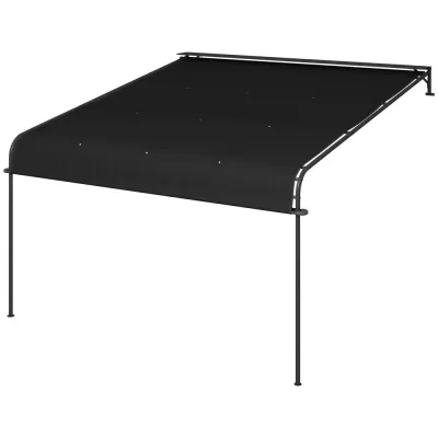 Pergola Paviljong Mörkgrå av Stål och Polyester 4 x 3 m