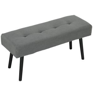 Stoppad Sängbänk med Sladdskydd och Metallben, Skobänk, Grå, 100x36x45 cm