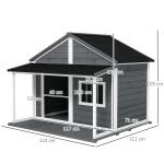 Hundhus Hundkoja Grå av Massivt Trä för Utomhusbruk Smådjurshus med Asfalttak Väderbeständig Konstruktion 124 x 112 x 105 cm