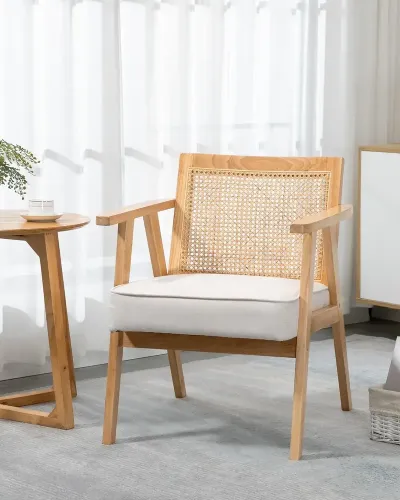 Exotisk Stoppad Stol Gummiträ Sittdyna i 63 x 69 x 78 cm