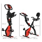 2-i-1 Motionscykel med Träningsband, Hopfällbar Fitnesscykel med Ryggstöd och LCD-Display, Effektiv Helkroppsträning Hemma, Svart