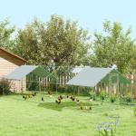 Hönshus Hönsgård Frigående Bur Silver av Galvaniserat Stål för 24-30 Kycklingar Utehus med Foderlucka 300 x 800 x 195 cm