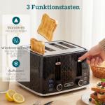 Frukostset Vattenkokare och Brödrost Svart Rostfritt Stål för Kök Snabbkokning och 4 Skivor Brödrost med Kalkfilter 1,7 Liter 2200W