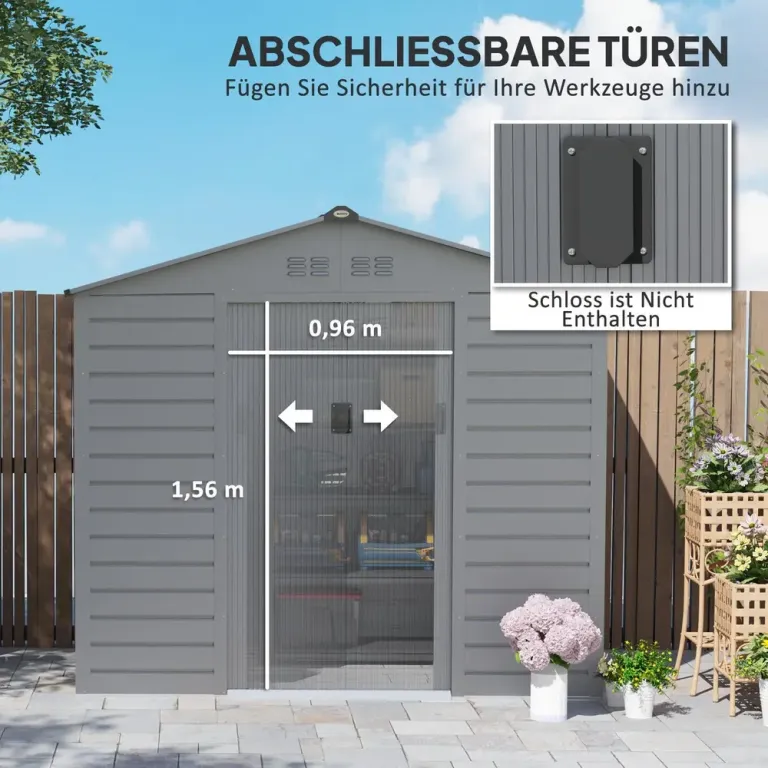 Redskapsbod Trädgårdsskjul i Galvaniserat Stål 2,43m² 213X1