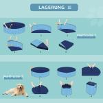 Hundpool Stor Simbassäng för Hundar Plaskdamm PVC och Trä för Sommaren i Trädgården Blå Ø140 X H30 Cm