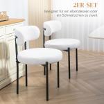 Set med 2 Matstolar, Fleece, Stoppade med Metallben, Gräddvit