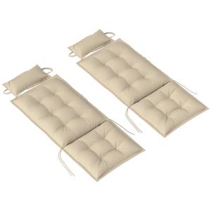 Set Med 2 Kuddar För Solstolar, Vattenavvisande Solstolsdynor För Trädgårdsstolar, Stoppade Kuddar För Strandstolar, Solstolsdynor, Kuddar För Trädgårdsmöbler, 50 X 116 X 5 Cm, Beige