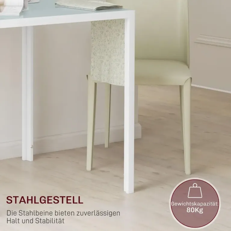 Matbord Vit av Härdat Glas 75 x 75 x 75 cm