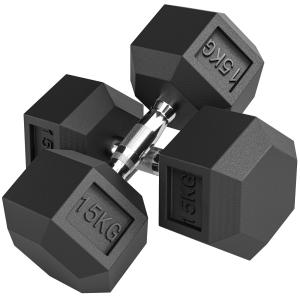 Gjutjärnshantlar med Räfflade Handtag, 2x15 kg